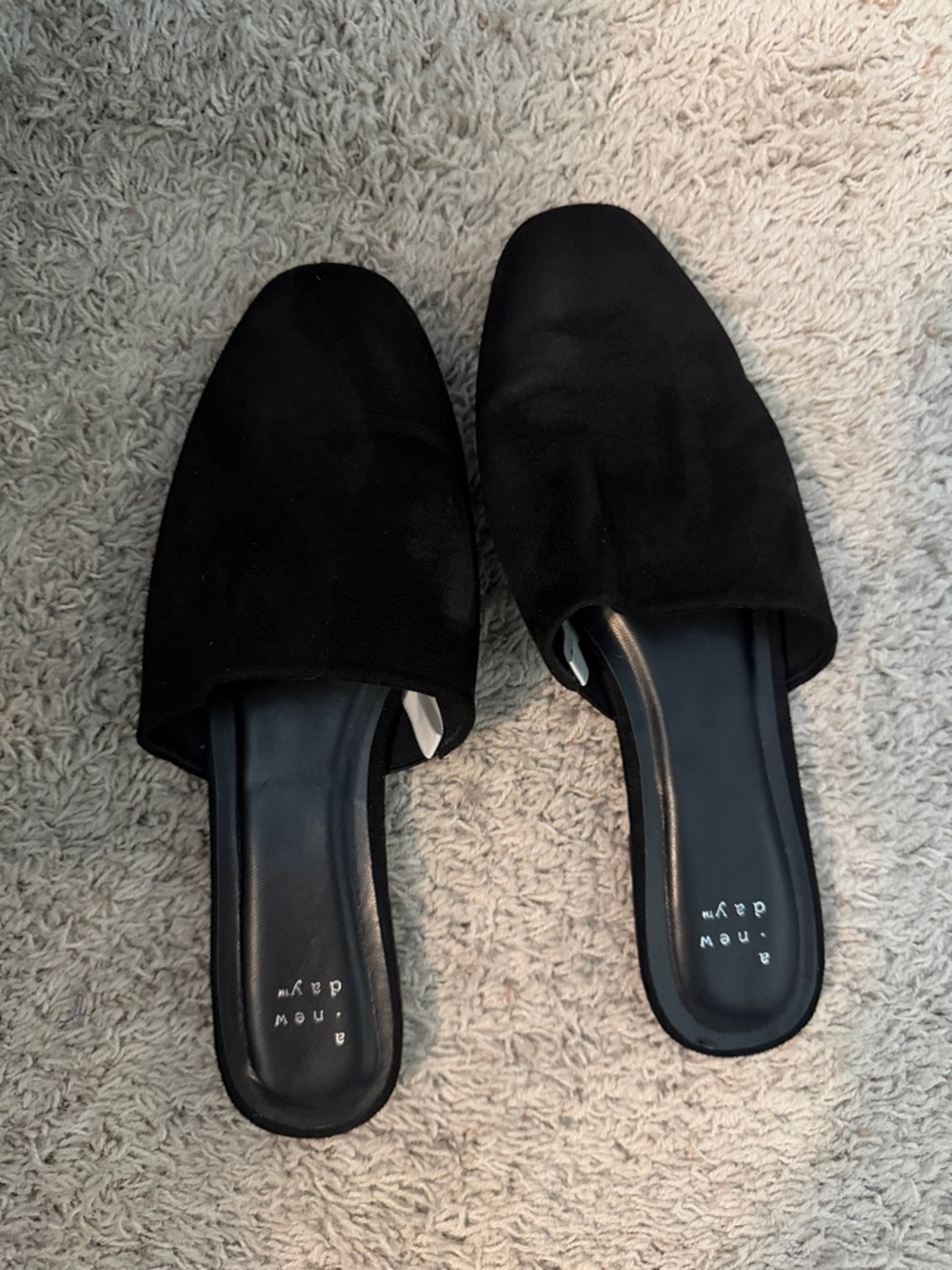a new day Black Suede Mule Slides